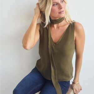 Abercrombie & Fitch V-Neck Scarf Cami in Olive